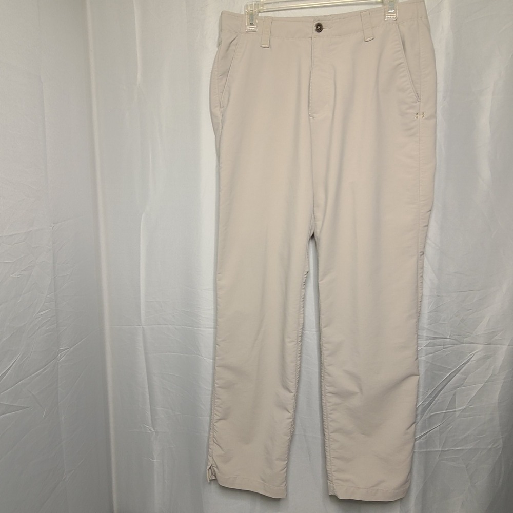 Under Armour Performance Golf Pants Mens 34x32 Khaki Loose Fit Sporty Trousers